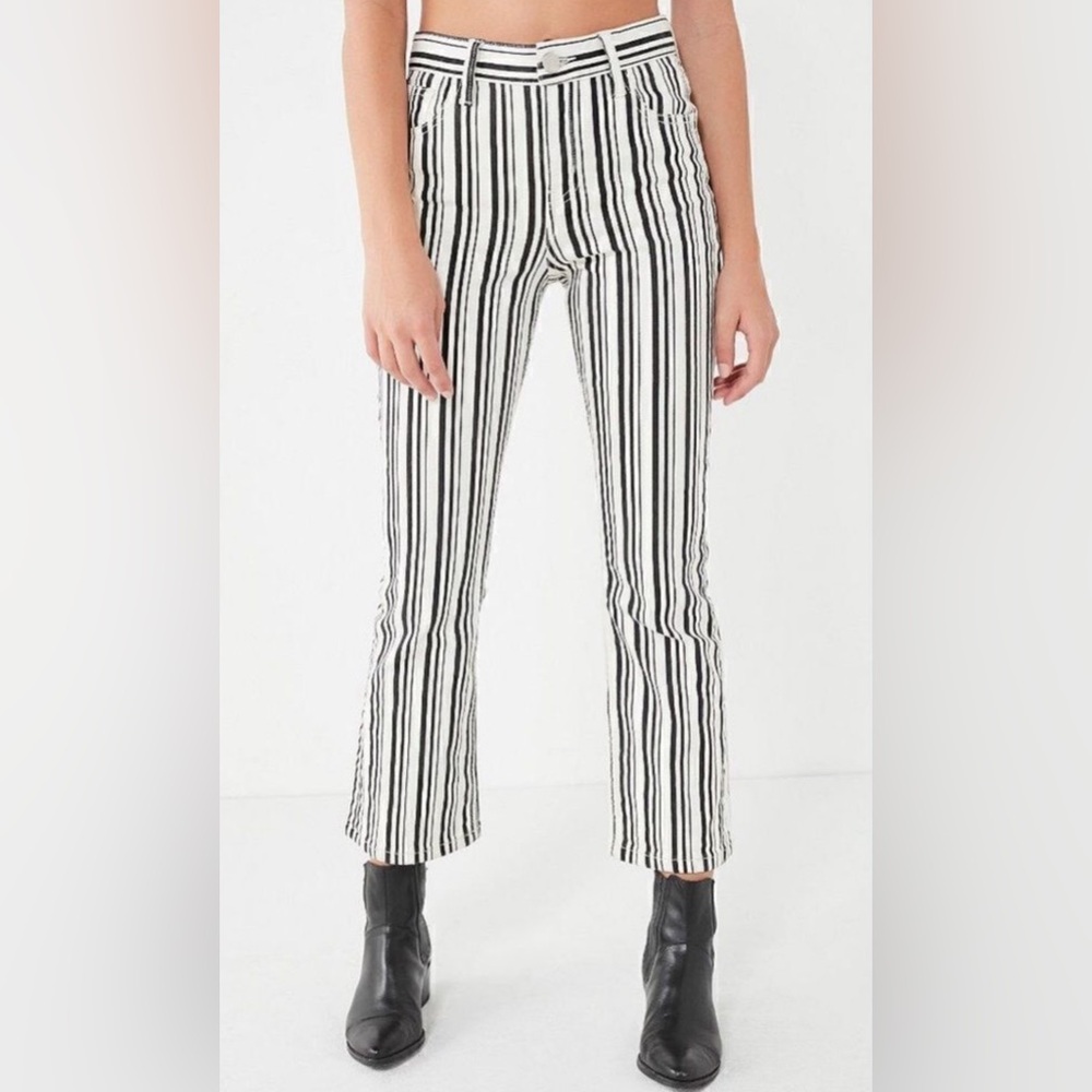 BDG Urban Outfitters Kick Flare High Rise Cropped Pants (Striped, Size 29)